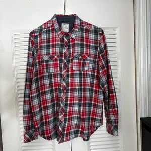 alexander julian button down Plaid Print Sz Xl Red